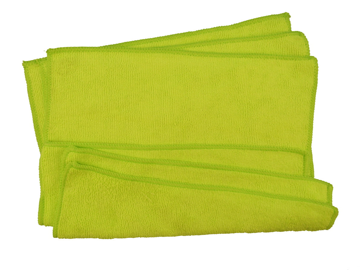 view of green Gun Werkz professional quality micro fiber towels on a white background