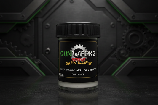 Jar of Gunwerkz Extreme Gun Lube on a branded background