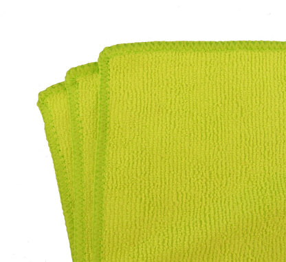 Close up view of package of green Gun Werkz professional quality micro fiber towels on a white background