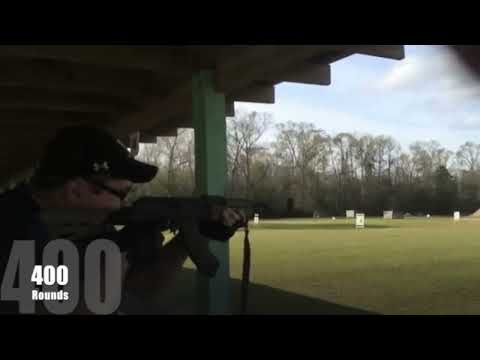 Joe shooting his rifle at an outdoor gun range testing the durability of GunWerkz Extreme Gun Lube and firing 400 plus rounds. 