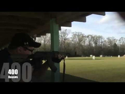 Joe shooting his rifle at an outdoor gun range testing the durability of GunWerkz Extreme Gun Lube and firing 400 plus rounds. 