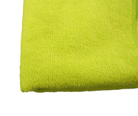 Close up view of green Gun Werkz professional quality micro fiber towels on a white background